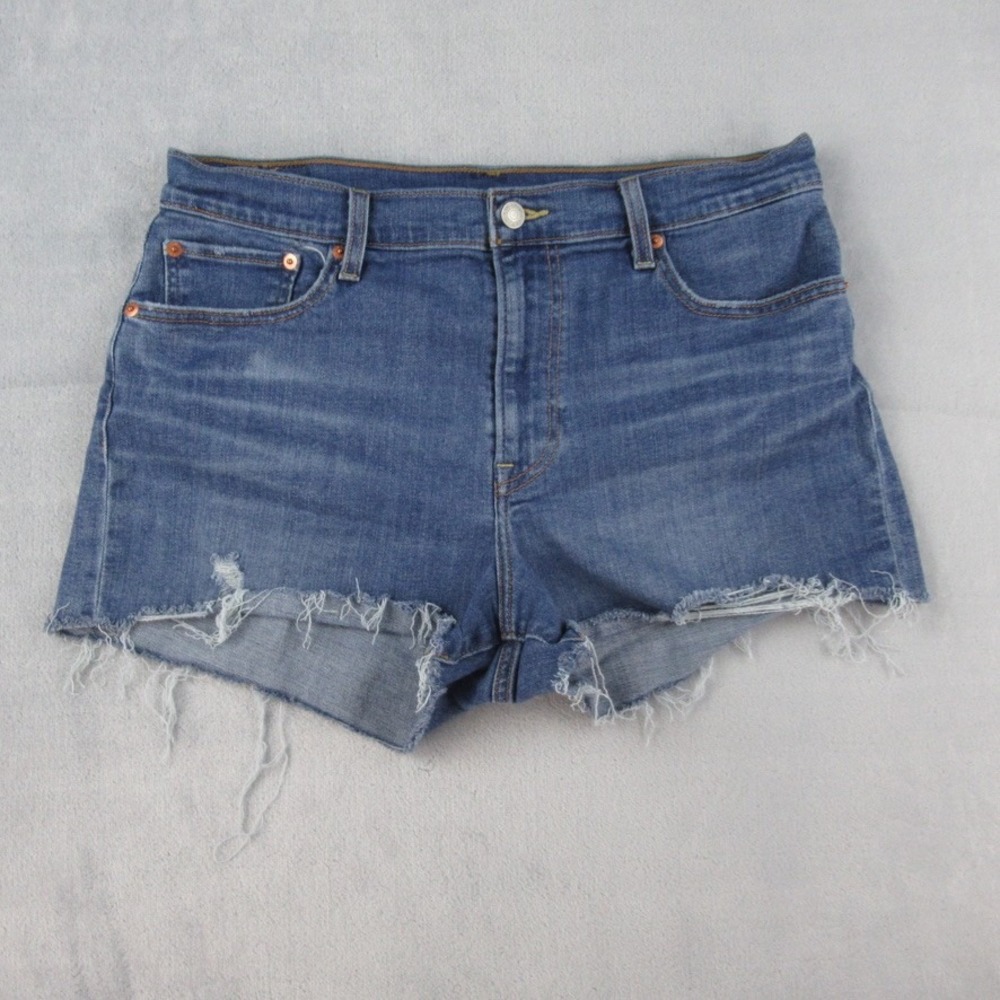 Levis 721 High Rise Cutoff Denim Shorts Medium Wash Blue 72878-0001 W32‎